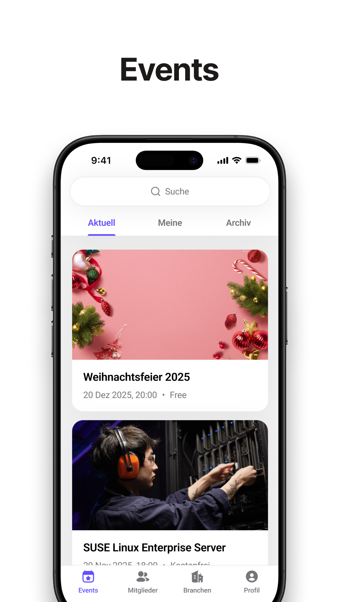 App Screenshot: Events