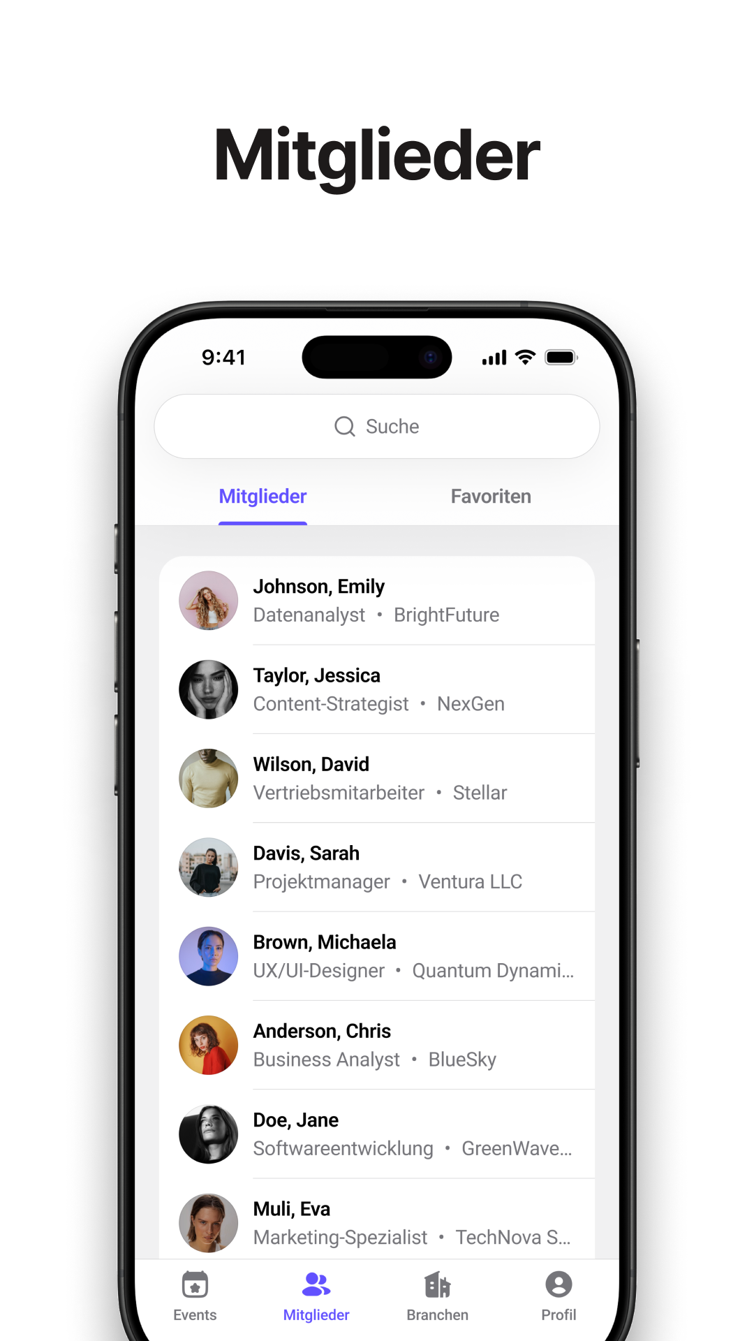App Screenshot: Mitglieder